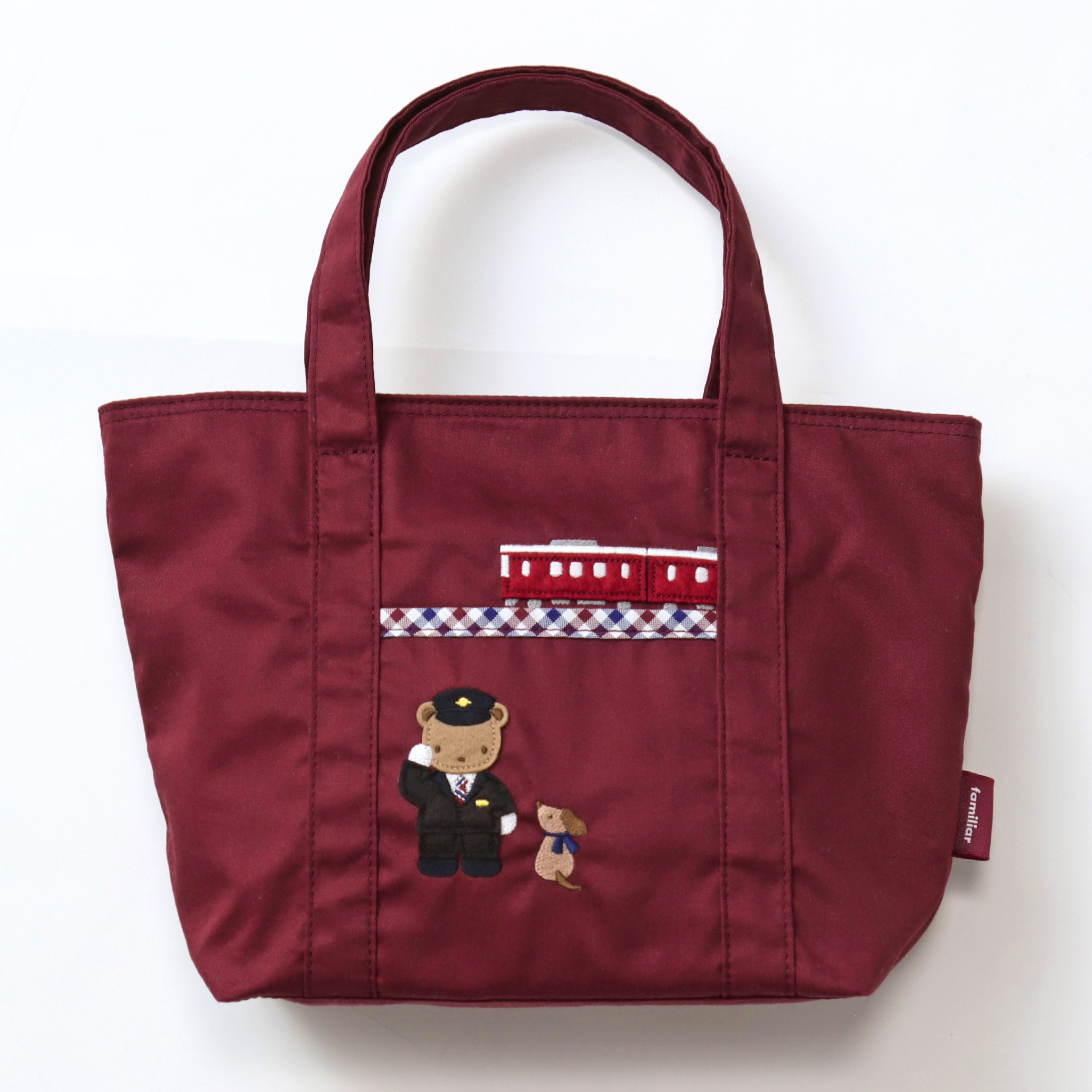 familiar ネイビー トートバッグ チェック柄　赤 楽天市場】【新着】【中古】familiar(ファミリア) トートバッグ